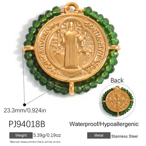 Pendentif Charme Médaille Vierge Marie Vintage Perles Colorées Dorées Bijoux Religieux Catholiques pour Fabrication de Colliers et Bracelets DIY - Product Image 6