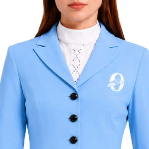 Veste d'équitation bleu clair pour femme, blazer d'équitation sur mesure, manteau élégant pour concours d'équitation, fabrication sur mesure OEM, vente en gros - Product Image 3