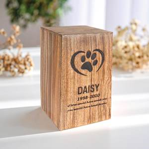Plaque en bois gravée à la main, boîte rectangulaire avec motif de patte et cœur pour Daisy 1998-2020, décoration d'intérieur, arbre de vie, moderne - Product Image 1