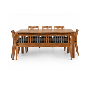 Solid Wood Dining <b>Table</b> Set with Slatted <b>Chairs</b> <b>and</b> <b>Bench</b> for Modern Home Restaurant Cafe <b>and</b> Hospitality Furniture Projects - Product Image 3