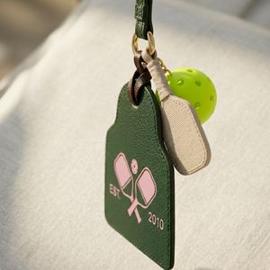 JR Brand Custom Logo Soft Pickleball Bag Charm PU <b>Leather</b> <b>Keychain</b> Silk Screen Printed Cute Style Sports Promotional Gift - Product Image 3
