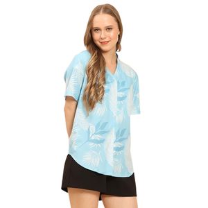 Women Tropical Hawaiian Shirt Short Sleeve Printed Blouse V Neck Quick Dry Summer Vacation <b>Top</b> - Product Image 3