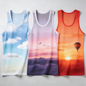 Custom Men Lightweight Tank Top Polyester Sublimation Print Running Fitness Sleeveless Gym Vest OEM Bulk - Product Image 1
