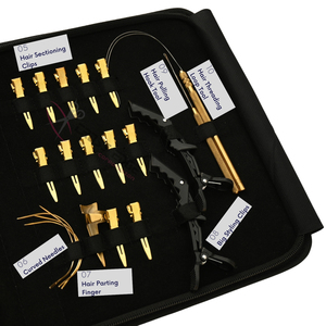 Gold Hair Extension Installation Set featuring 7 In Pliers Flat <b>Bead</b> Crimper Removal Tool Wig <b>Thread</b> Professional Styling Clips - Product Image 4
