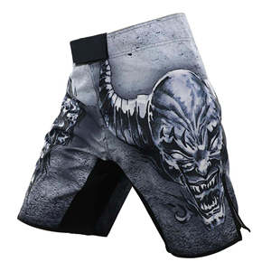 Pantalones Cortos MMA Personalizados OEM para Hombre con Estampado Gráfico de Calavera y Cuernos de Demonio, Sublimados, de Secado Rápido, Transpirables, para Muay Thai - Product Image 4