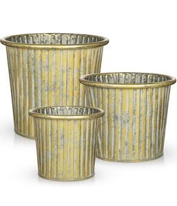Juego de Macetas de Metal Corrugado Rústico de Lujo, Estilo Granja, para Interiores y Exteriores, Decoración para el Hogar y el Jardín - Product Image 1