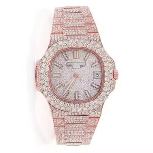 Montre mécanique automatique en or rose pour femmes, bracelet en acier inoxydable de luxe avec diamants - Product Image 3