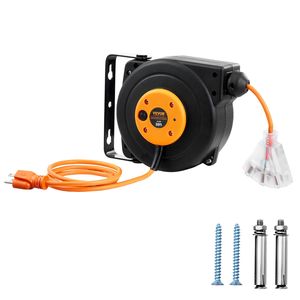 Avvolgicavo Elettrico Retrattile Rinforzato da 9 Metri, Cavo di Alimentazione 16AWG/3C SJTOW con Presa Tripla Illuminata, Circuito da 10 Ampere, ABS CEE - Product Image 5