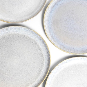 Assiette en céramique émaillée nacrée avec bordure dégradée subtile, finition durable et brillante, vaisselle élégante pour les repas quotidiens - Product Image 3