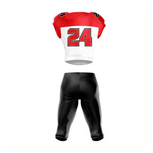 Ensemble de maillot de football américain rouge et blanc pour homme, col en V, manches courtes, numéro 24, uniforme en mesh avec pantalon noir, style ajusté et respirant - Product Image 3