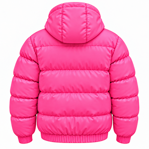 Chaqueta Acolchada Rosa Personalizada para Hombre y Mujer, Chaqueta de Invierno con Capucha y Cierre Negro, Venta al Por Mayor OEM - Product Image 2