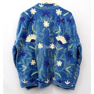 Chaqueta de Algodón Transpirable de Invierno con Bordado Floral en Terciopelo, Cuello Redondo, Manga Larga, Abrigo para Mujer con Diseño de Bordado a Mano - Product Image 5