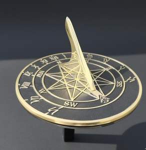 Brújula de latón con reloj solar |   Decoración de Escritorio Náutica Vintage Art Deco de 10 Pulgadas, Negra, para Aniversario - Product Image 2