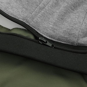 Blouson bomber à capuche vert olive pour homme, coupe classique, coupe-vent, couleur unie, 100% laine, logo sur le devant, vêtement d'automne - Product Image 6
