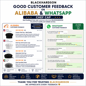 หมวกเชฟผ้าคอตตอนทวิลพรีเมียม 260 GSM สีกากี 4 แผง ปรับขนาดได้ ปักโลโก้แบบสั่งทำพิเศษ - Product Image 6