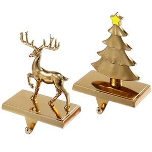 Soportes para Calcetines Navideños de Latón Dorado Clásico al por Mayor, Ganchos Metálicos para Chimenea, Decoración Festiva para el Hogar, Precio de Fábrica - Product Image 2