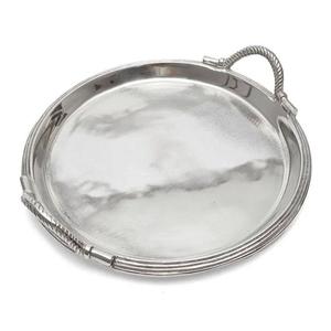 Plato decorativo de acero inoxidable con superficie texturizada para servir café y té - Product Image 4