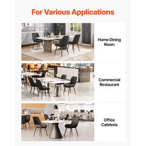 Chaises de salle à manger modernes en tissu, lot de 4 chaises de cuisine avec pieds en métal noir - Product Image 6