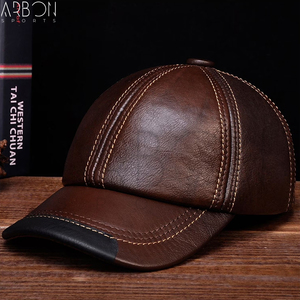 Casquettes en cuir marron vintage de haute qualité pour hommes, style classique à 6 panneaux, vente en gros, service OEM/ODM sur mesure, collection 2026 - Product Image 2