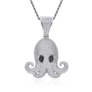 สร้อยคอจี้รูปปลาหมึกประดับเพชรชุบทองสำหรับผู้ชายสไตล์ฮิปฮอป เหมาะสำหรับเป็นของขวัญวันครบรอบสำหรับผู้หญิง - Product Image 6