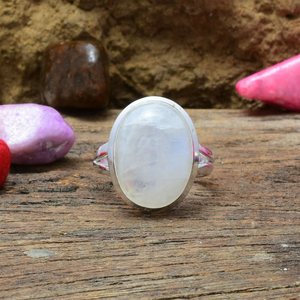 Bague en pierre de lune, argent sterling 925, faite à la main, pour elle - Product Image 1