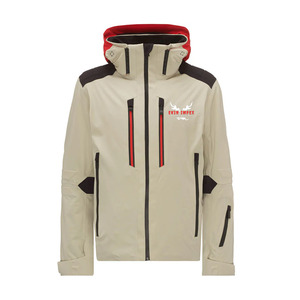 Veste de ski pour homme personnalisée, imperméable 10 000 mm, avec fermeture éclair, design bicolore, capuche, logo imprimé numérique sur le devant - Product Image 2