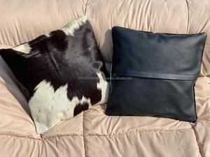 Natural Cowhide Leather <b>Cushion</b> Cover Pillow Cover Cow Hair on Leather <b>Cushion</b> Cover - Product Image 4