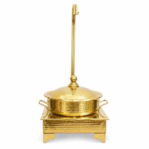 Gold <b>Buffet</b> Chafing Dish Stainless Steel Food <b>Warmer</b> Smart Digital Gas Heating Catering Server 33cm Diameter PTFE Coated Durable - Product Image 1