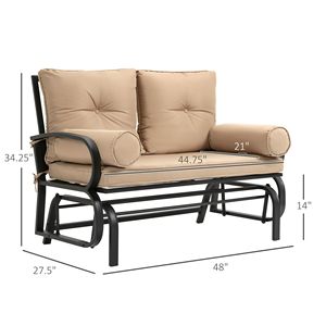 Sedia a dondolo doppia da esterno per 2 persone con telaio in acciaio e cuscini per giardino, cortile e portico, per donna - Product Image 3