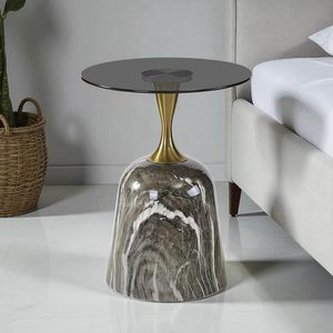 Table basse moderne en marbre noir avec base en métal doré, meubles de salon, gain de place - Product Image 4