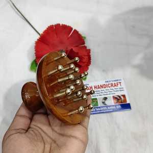 Bâtonnet Kansa en bois fait main, masseur facial ayurvédique rond, outil naturel de soin de la peau, outil de réflexologie corporelle pour le massage de la tête et du visage - Product Image 4