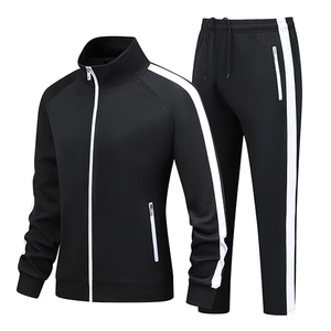 Wholesale Top Selling Casual Autumn Full Zip Long Sleeve Fleece Hoodie Set <b>Men</b> Sports Two Piece Outfits Wear-resistant Tracksuit - Product Image 1