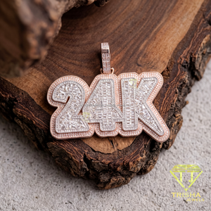 Collier Pendentif Personnalisé Luxe Plaqué Or Rose 24K avec Lettres Hip Hop et Diamants – Bijoux de Mode en Gros - Product Image 1