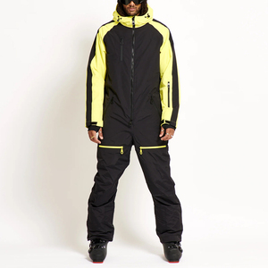 Unisex Waterproof Breathable Polyester/Nylon Customizable Yellow/Black Ski Suit Snowboard <b>Jumpsuit</b> Hooded Insulated Windproof - Product Image 1
