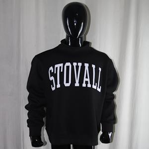 Sweat-shirt à col montant STOVALL BLACK, broderie appliquée 100% blanche, col large, fils fins - Product Image 1