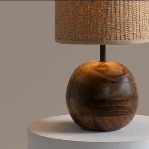 Lampe de table cylindrique moderne en bois avec abat-jour en lin |   Utilisation hôtelière E26 LED de taille moyenne |   Éclairage décoratif minimaliste scandinave - Product Image 3