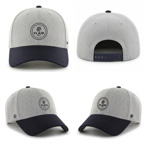 Custom Two-Tone Heather Gray & <b>Navy</b> Adjustable <b>Baseball</b> <b>Cap</b> | 6 Panel Structured Sports <b>Cap</b> | Snapback Closure - Product Image 1