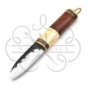 MORTAL SAGA Hand Forged Carbon Steel Blade Pukkoo Viking Knife Rosewood Handle <b>Leather</b> Sheath Hiking Lightweight Outdoor Camping - Product Image 2