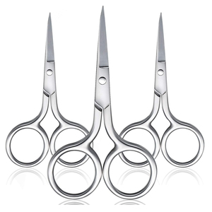 Ciseaux de manucure en acier inoxydable, lame droite, coupe-ongles, manche rond, ciseaux de précision, pointe fine, outil de soin des cuticules - Product Image 1