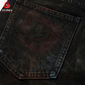 Vaqueros anchos negros vintage lavados para hombre, pantalones de mezclilla desgastados de estilo urbano, corte holgado. - Product Image 6