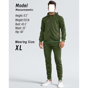 Conjunto Deportivo con Capucha para Hombre, Color Verde Oliva, Tejido de Felpa, Estilo Casual, Temporada de Otoño - Product Image 2