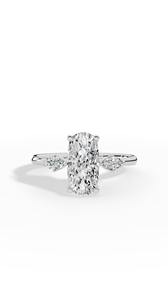 แหวนหมั้นเพชรทรงรีและทรงมาร์คีส์ เพชรเลี้ยงในห้องปฏิบัติการ ทอง 14K ไม่มีสี VVS ขนาด 11x5.5 มม. ประดับเพชรเม็ดใหญ่ตรงกลาง - Product Image 3