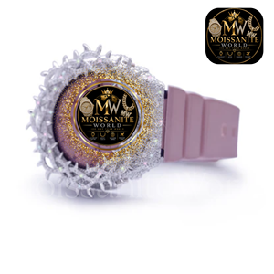 Reloj de Lujo para Mujer Moissanite World con Cuarzo y Diamantes de Moissanita, 40 mm, Correa de Silicona Rosa - Product Image 2