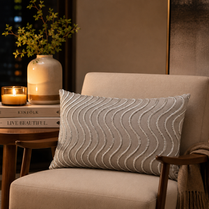 Modern Wave Embroidered Cushion Cover <b>Soft</b> Textured Fabric Decorative Lumbar Throw <b>Pillow</b> Case for Sofa LivingRoom Bedroom Decor - Product Image 2