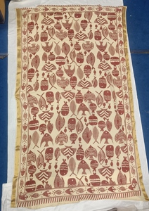 Écharpe en coton esthétique rouge à motif poisson imprimé, douce, ethnique, audacieuse, étole d'été, foulard traditionnel imprimé, cadeau pour elle - Product Image 6