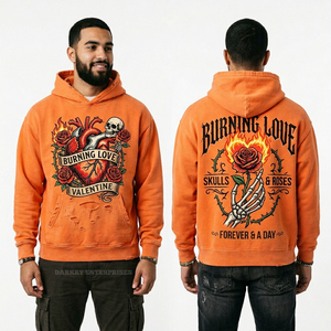 Wholesale Acid Wash Tan Beige Hoodie Mens Streetwear Chained Heart <b>Padlock</b> Graphic Heavy Cotton Distressed Edge Pullover Hoody - Product Image 3