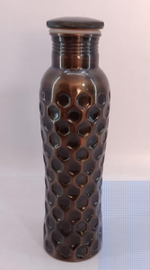 Geometric Hammered Copper Water <b>Bottle</b> Mirror Polish Premium Metal Drink <b>Flask</b> Reusable Wellness <b>Bottle</b> OEM ODM Bulk - Product Image 3