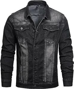 <b>Men's</b> Washed <b>Denim</b> Hoodie <b>Jacket</b> Contrast Sleeve Button Front Pockets Casual Streetwear for Autumn - Product Image 2
