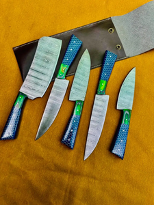 Ensemble de couteaux de cuisine en acier Damas de qualité supérieure, fabriqués à la main, manche en résine, fabricant OEM en gros - Product Image 6