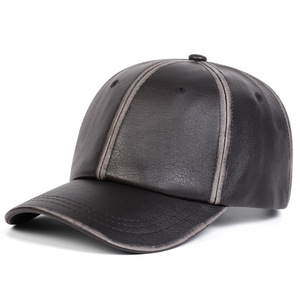 Casquette de baseball vintage en cuir PU, 6 panneaux, réglable, couleur unie, unisexe, décontractée, personnalisable OEM, haute qualité - Product Image 4